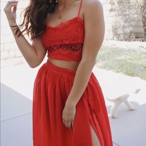 Lace Two Piece Gown